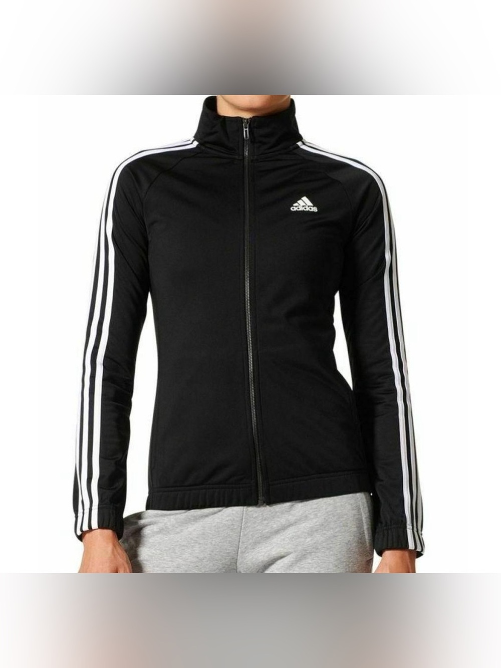 Adidas Sports Full Zip Up Long Sleeve Light Jacket Women’s Size Medium Black